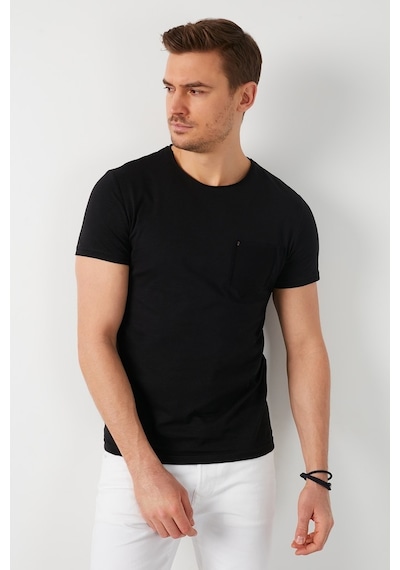 Buratti % 100 Pamuklu Slim Fit Bisiklet Yaka Cepli Erkek T Shirt 5902000 Siyah
