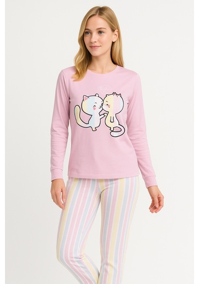 Mutlu City Kadın Yumuşak Doku Termal Pijama Takımı 42050 Pembe