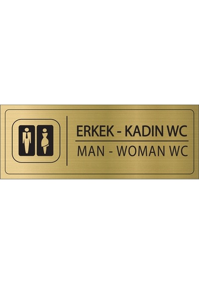 Erkek Kadın Wc İsimlik Altın Metal Kapı İsimliği Levhası Yönlendirme Tabelası