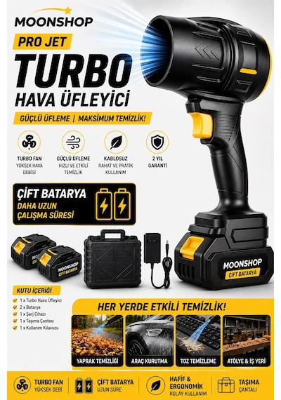Pro Jet Turbo Hava Üfleyici Fan Yaprak Üfleme Araba Cam Su Lekeleri Kurulama Fanı