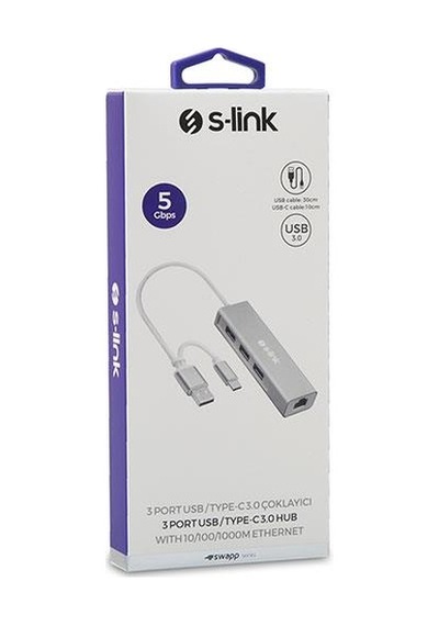 S Link Swapp Sw U332 Type C Usb3.0 1000Mbps 3 Port Usb Gigabit Et