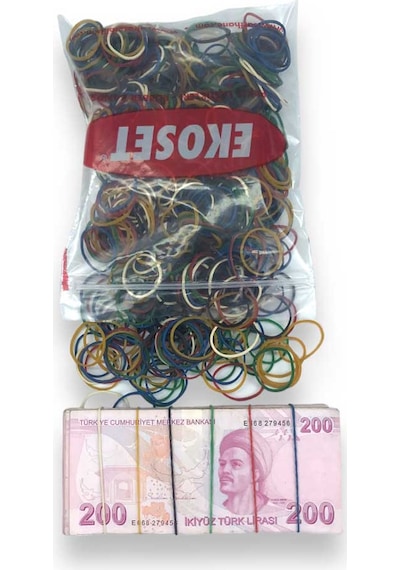 Ekoset Renkli Kauçuk Toka Lastiği Karışık 6 Renk 40 MM 1000 Adet