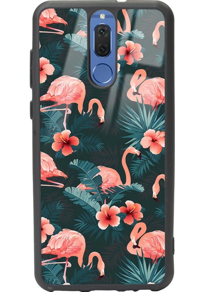 Huawei Mate 10 Lite Flamingo Leaf Tasarımlı Glossy Telefon Kılıfı Çok Renkli