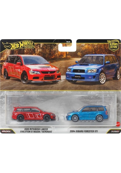Hot Wheels Premium Car Culture 2005 Mitsubishi Lancer & 2004 Subaru Forester Jhw46