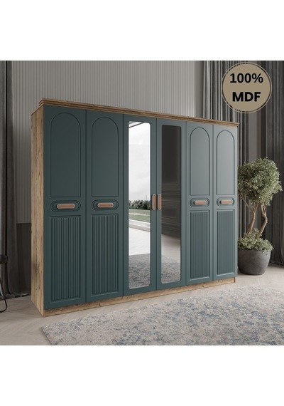 Pera 6 Kapak Mdf Gardırop Yeşi