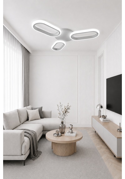 Hilton 3'lü Led Plafonyer Avize Beyaz Işık Gri