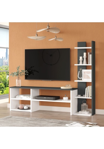 Dore Tv Ünitesi Tv Sehpası Kitaplıklı Beyaz-antrasit Dor2-wan Beyaz - Antrasit Dore Tv Ünitesi Tv Sehpası Kitaplıklı Beyaz-antrasit Dor2-wan Beyaz - Antrasit
