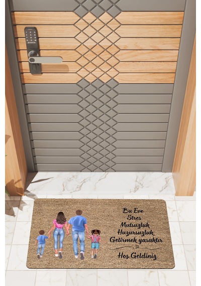 Rugmood Modern Dijtal Baskı Aile Bu Eve Stres Getirmek Yasak Kapı Önü Paspası Çok Renkli