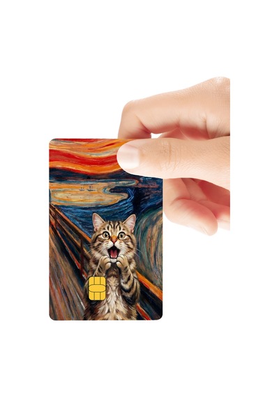 Çığlık Kedi Yüksek Çözünürlük Parlak Kredi/banka Kart Kaplama Sticker Standart