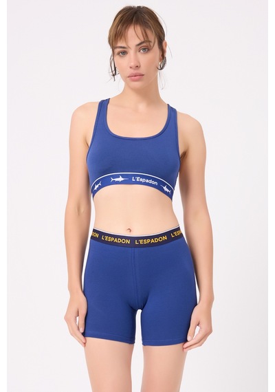 Athleshorts Yüksek Bel Kadın Uzun Boxer Şort-3261 Mavi