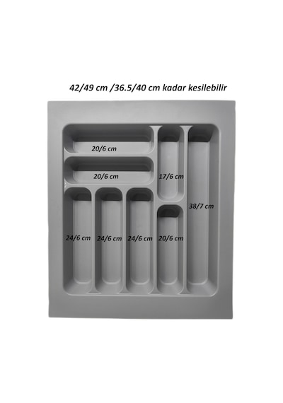 Çekmece Içi Kaşıklık Ve Kepçelik Düzenleyici 2'li Takım 42x49 Cm 38x40 Cm Kadar Kesilebilir Grı