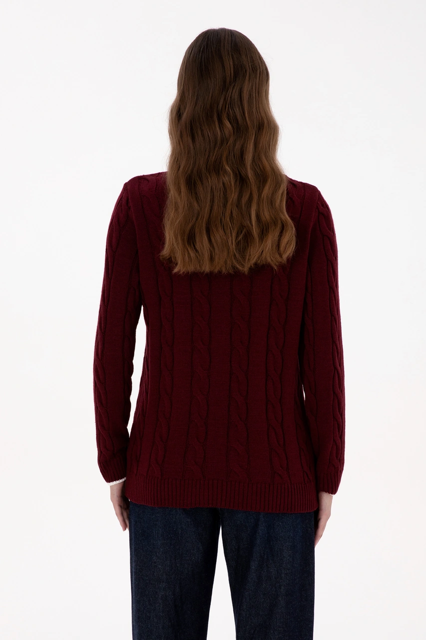 U.S. Polo Assn. Kadın Bordo Bisiklet Yaka Kazak 50317182-VR014
