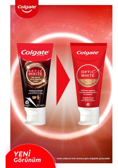 Colgate Optic White Kahve, Çay ve Tütün Kullanıcıları için Beyazlatıcı Diş Macunu 50 ml x 2 Adet
