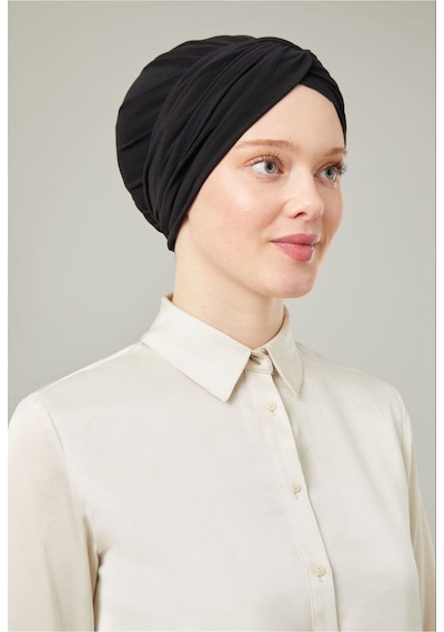 Melodi Scarf Kadın Tesettür Dolama Bone Siyah Siyah