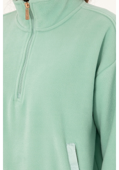 U.S. Polo Assn. Kadın Su Yeşili Dik Yaka Fermuarlı Polar Sweatshirt 50297401-VR048