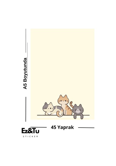 Kedili A5 Not Defteri 45 Yaprak Pastel Serisi Çok Renkli