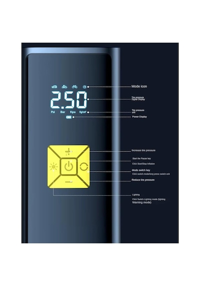 Ga97 6000mah Taşınabilir Elektrikli Hava Pompası 150psi Lastik, Bot, Top Şişirme Oto Hava Kompresörü 01