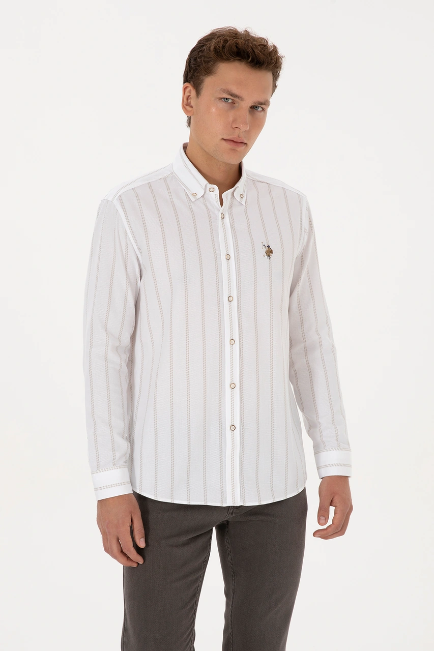 U.s. Polo Assn. Erkek Taş Gömlek Desenli 50308318-vr049 Tas