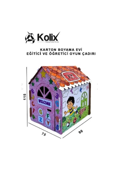 Kolix Büyük Boy Xxl Karton Boyama Evi Eğitici Ve Öğretici Oyun Evi Oyun Çadırı