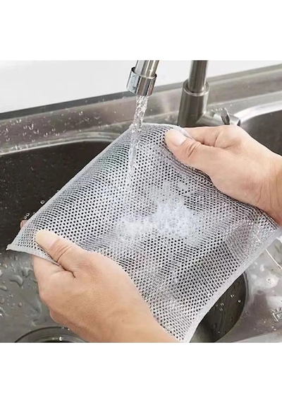 10 Adet Highqual Çok Amaçlı Inox Tel Temizlik Bezi Çizmez Bulaşık Bezi Tek Katmanlı Zor Kir Bezi