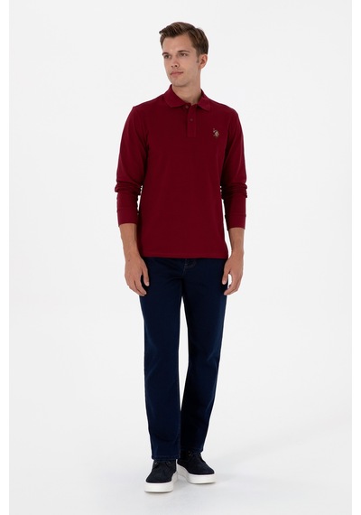 U.S. Polo Assn. Erkek Regular Fit Polo Yaka Bordo Basic Sweatshirt 50313772-VR014