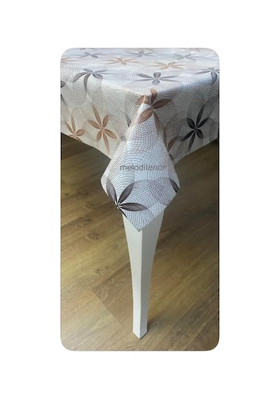 Kalın Astarlı Kaymaz 3 D File Çiçekli Pvc Muşamba Masa Örtüsü Kahverengi 100 X 140 Diğer