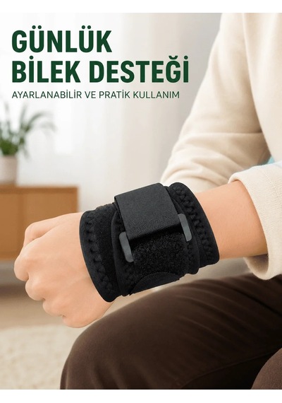 Ers Siyah Bilek Destekliği Cırtlı Ayarlanabilir Bilek Bandı Spor Ve Günlük Kullanım