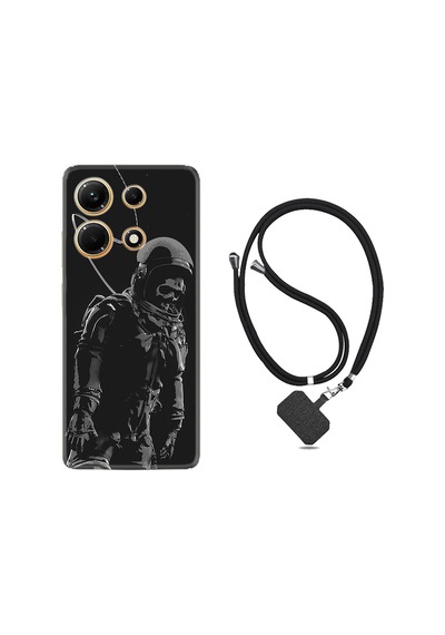 Infınıx Note 30 Kılıf Desenli Ipli Boyun Askılı Silikon Iskelet Astronot 1613