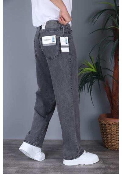 Felvıno Erkek Yıkamalı Baggy Bol Kesim Kot Pantolon Antrasit