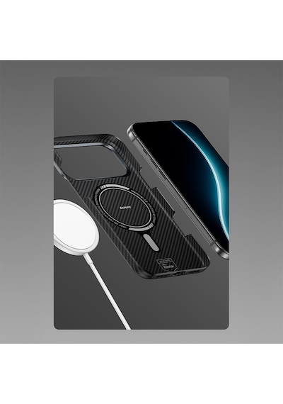 Apple Uyumlu iPhone 17 Kılıf Benks M-safe Şarj Metal Kamera Çerçeveli Armorair 600d Kevlar Fiber Siyah