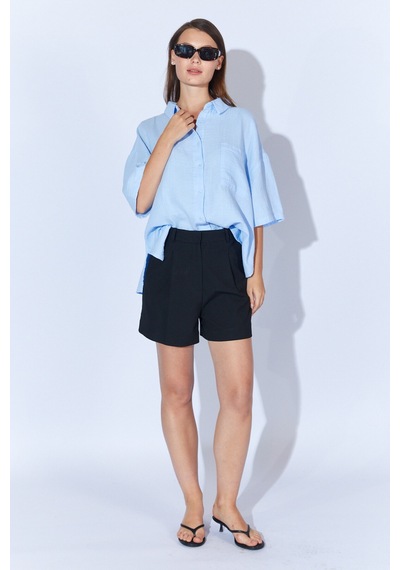 Manche Müslin Kadın Oversize Gömlek Bebe Mavi Mks166965-01