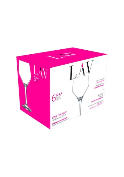 Lav Ella Cam Goblet 6'lı 330 ml Ayaklı (Şarap Kadehi , Kokteyl Bardağı)