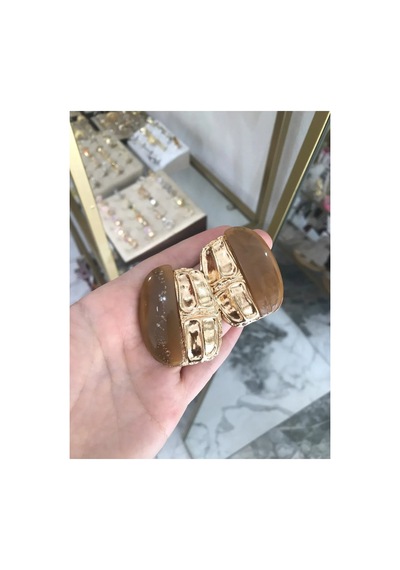 Gold Detaylı Küpe Altın