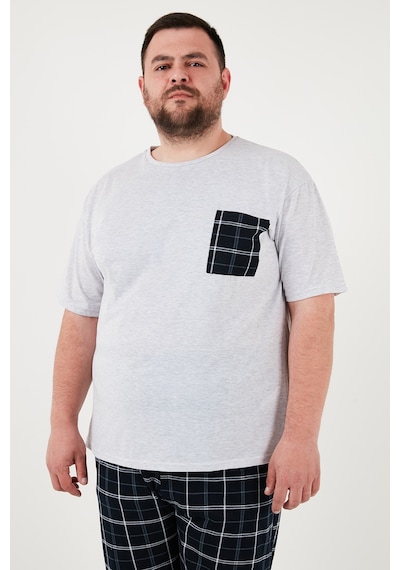 Buratti Pamuklu Regular Fit Büyük Beden Erkek Pijama Takımı 6572002B Gri Melanj