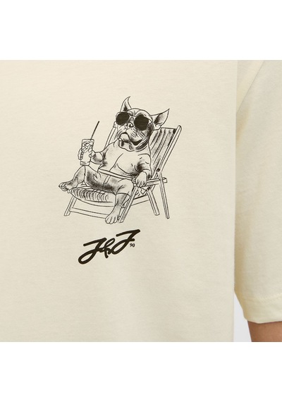 Jack & Jones Jack&jones Relax Erkek Ekru Bisiklet Yaka Tişört Ekru