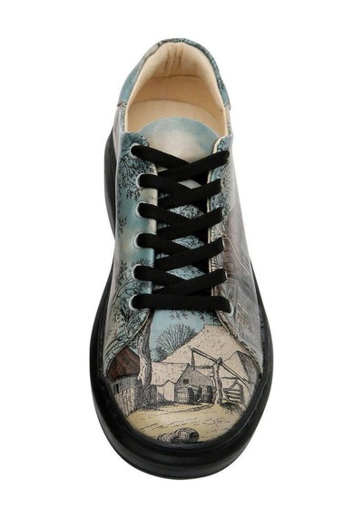 Kadın Vegan Deri Mavi Sneakers - Back İn Town Tasarım Çok Renkli