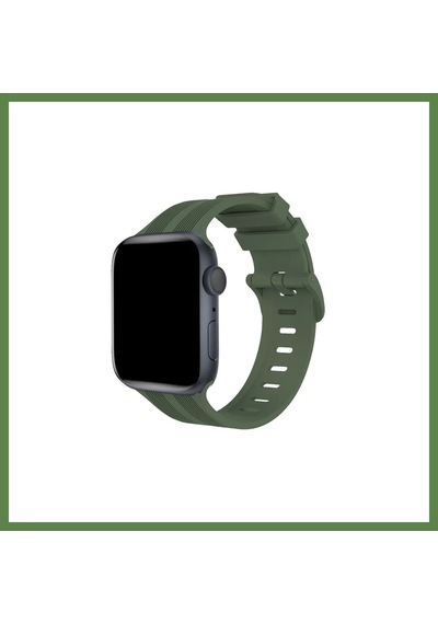 Bezos Watch 38mm Uyumlu Kr408 Çizgili Silikon Kordon - Koyu Yeşil Hb006