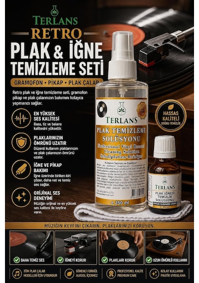 Retro Plak Ve İğne Temizleme Bakım Seti Gramofon Pikap & Plak Çalar Vinyl Record & St Standart