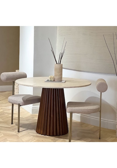 Acantus Traverten Ahşap Yemek Masası 110x110 Ceviz Acantus Traverten Ahşap Yemek Masası 110x110 Ceviz