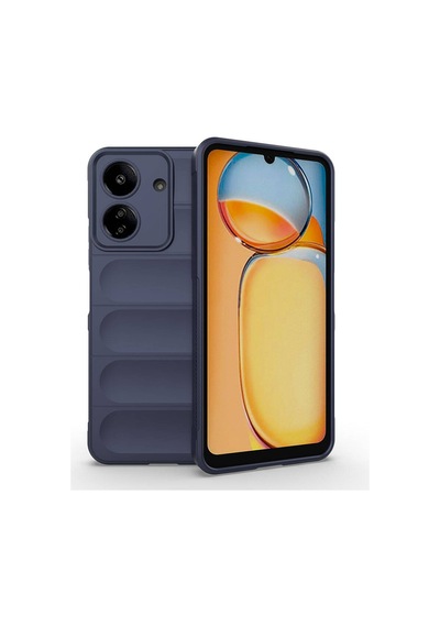 Xiaomi Poco C65 Kılıf Kamera Korumalı Esnek Silikon Parmak Şeritli Pazarplus Lacivert