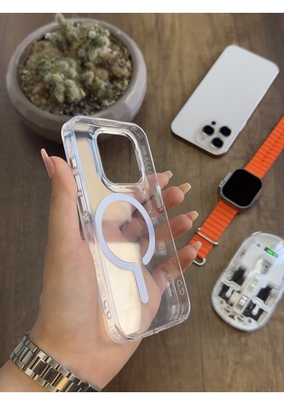Apple iPhone 15 Pro Magsafe Uyumlu Silikon Kılıf Soocase661 Şeffaf