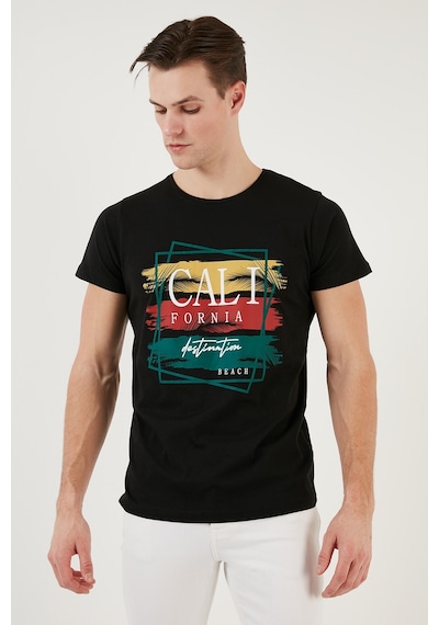 Buratti Pamuklu Slim Fit Bisiklet Yaka Erkek T Shirt 541California24 Siyah