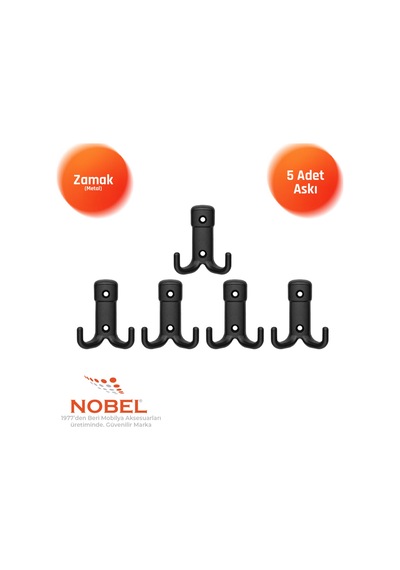 Kare Askı, Metal Vestiyer Askısı, Matsiyah, Duvar Ve Dolap Askılığı 5'li Set Vidalı Matsi Yah