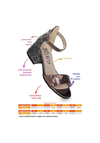 Kiko Kids Sheila Ayna Çam Günlük Kız Çocuk 3 Cm Topuklu Sandalet Abiye Ayakkabı Gümüş