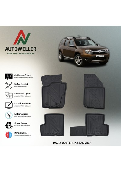 Dacia Duster 2009-2017 Uyumlu Havuzlu Oto Paspas 4x2