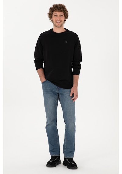 U.S. Polo Assn. Erkek Regular Fit Bisiklet Yaka Siyah İnce Basic Sweatshirt 50313752-VR046
