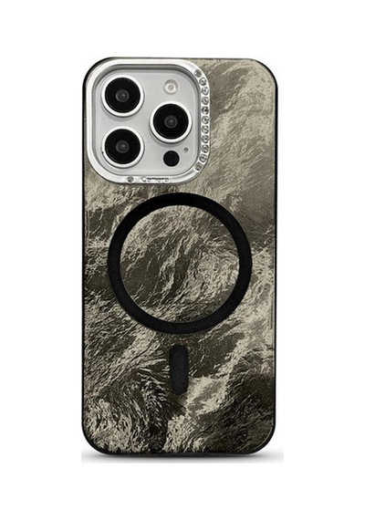 Apple İphone 15 Pro Max Uyumlu Kılıf Glow Taşlı Silikon Kılıf Kablosuz Şarj Siyah