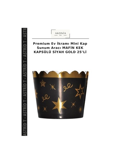 Premium Ev İkramı Mini Kap Sunum Aracı Mafin Kek Kapsülü Siyah Gold 25 Li Siyah - Altın