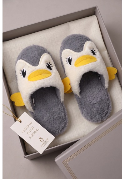 Kadın Penguen Figürlü Peluş Ev Terliği Açık Burun Arkası Açık Yumuşak Tabanlı Kışlık Çeyizlik Panduf Gri Kadın Penguen Figürlü Peluş Ev Terliği Açık Burun Arkası Açık Yumuşak Tabanlı Kışlık Çeyizlik Panduf Gri