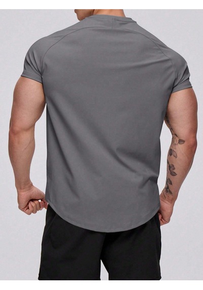 Genius Store Erkek Spor Tişört Running Sports Gym Reglan Oval Kesim Penye T-shirt Ovalt-shirt Füme